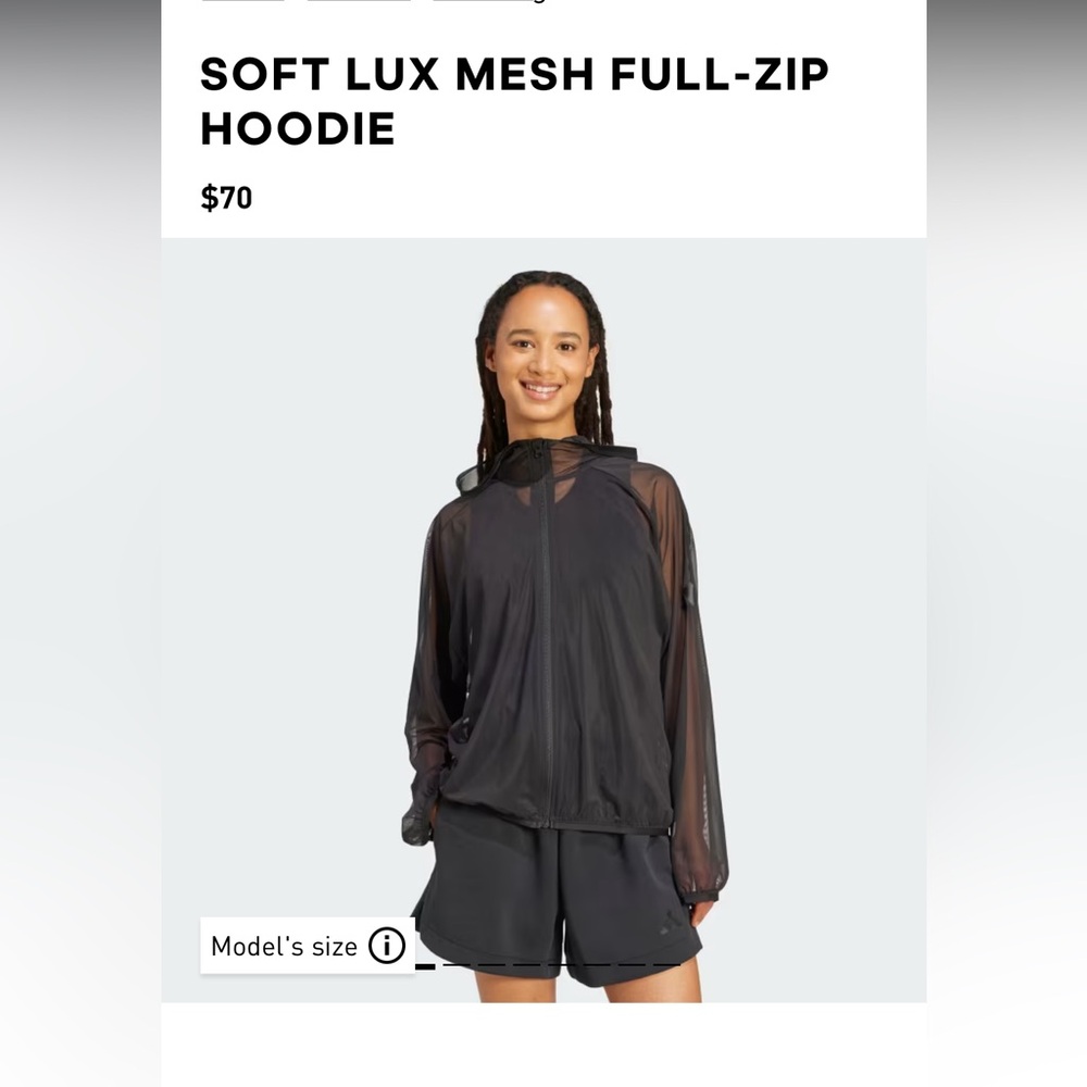 adidas Black Soft Lux Mesh Full-Zip Hoodie